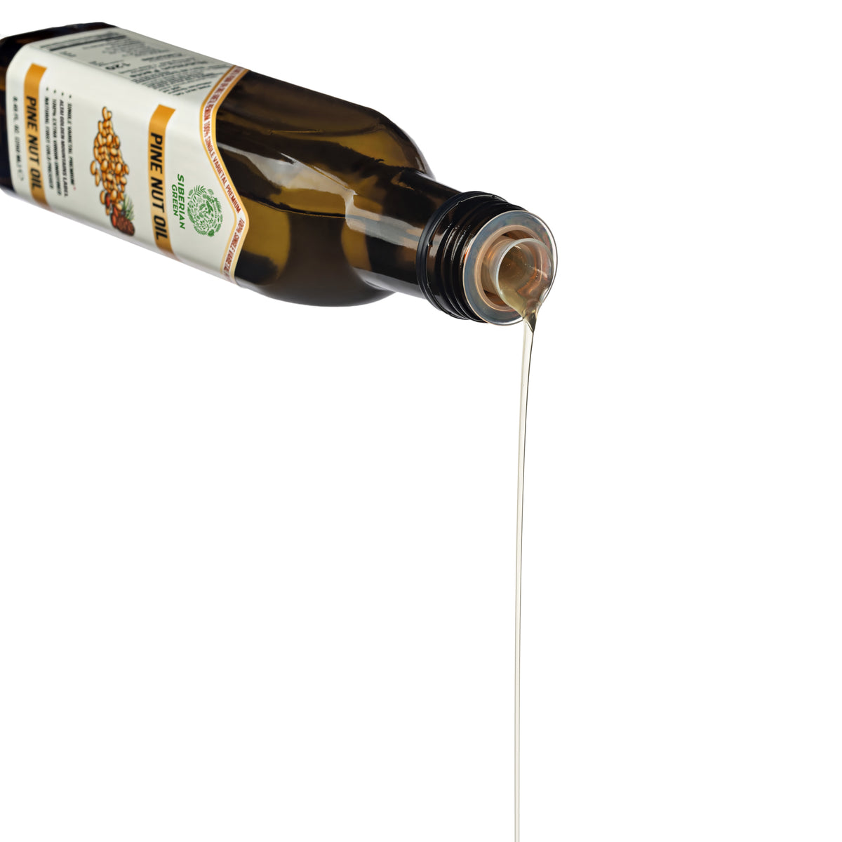 Sibirisches grünes Bio-Kiefernnussöl - kaltgepresst | 250ml Glasflasche