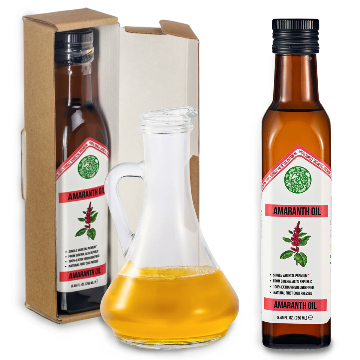 Sibirisches Grünes Amaranthöl - Kaltgepresst | 250ml Glasflasche