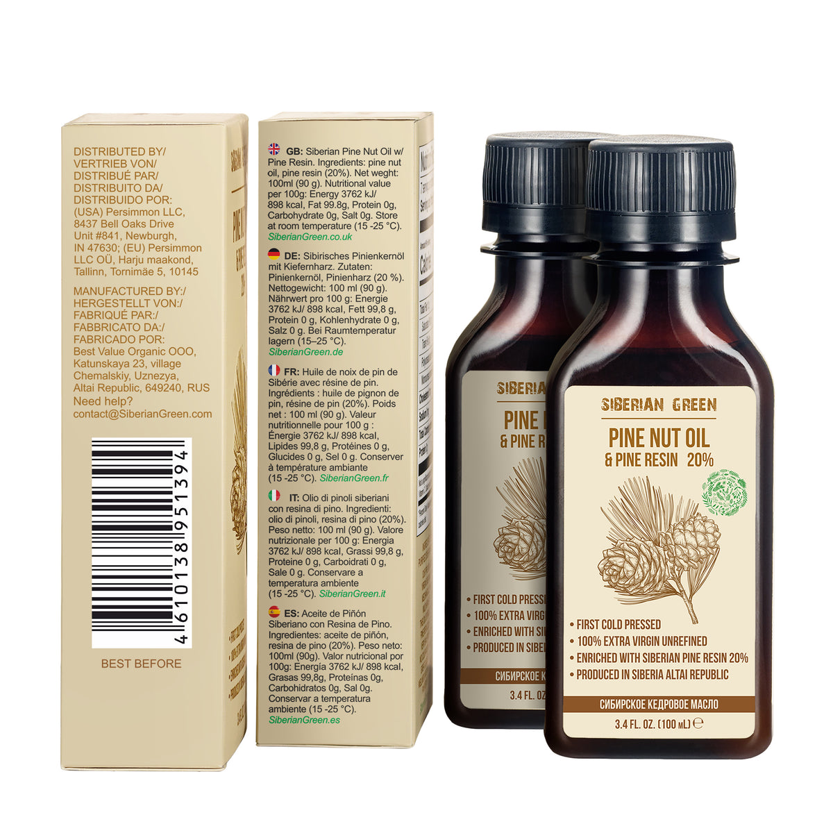 Sibirisches Kiefernussöl mit Zedernharz - 100ml | 100% natürlich & kaltgepresst