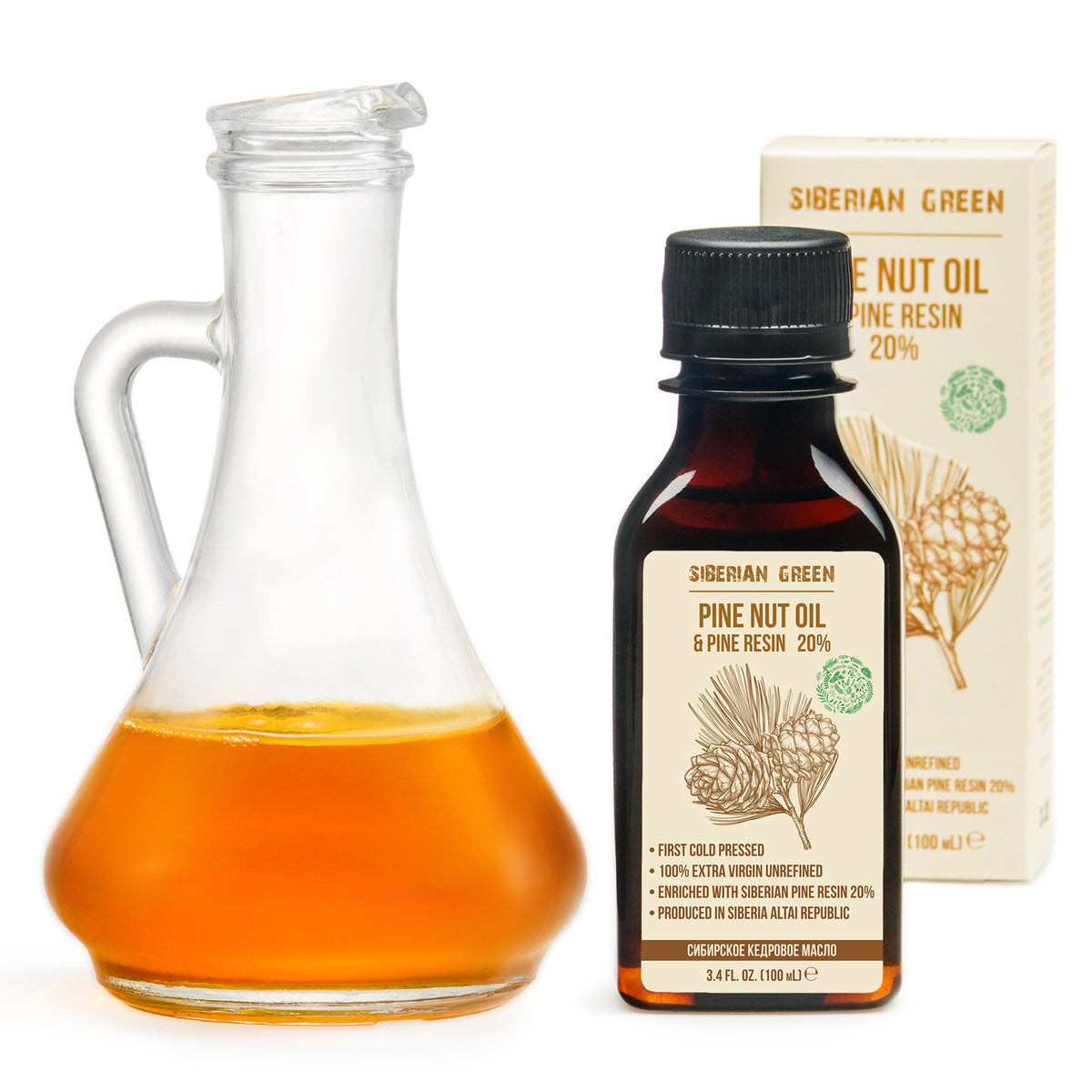 Sibirisches Kiefernussöl mit Zedernharz - 100ml | 100% natürlich & kaltgepresst