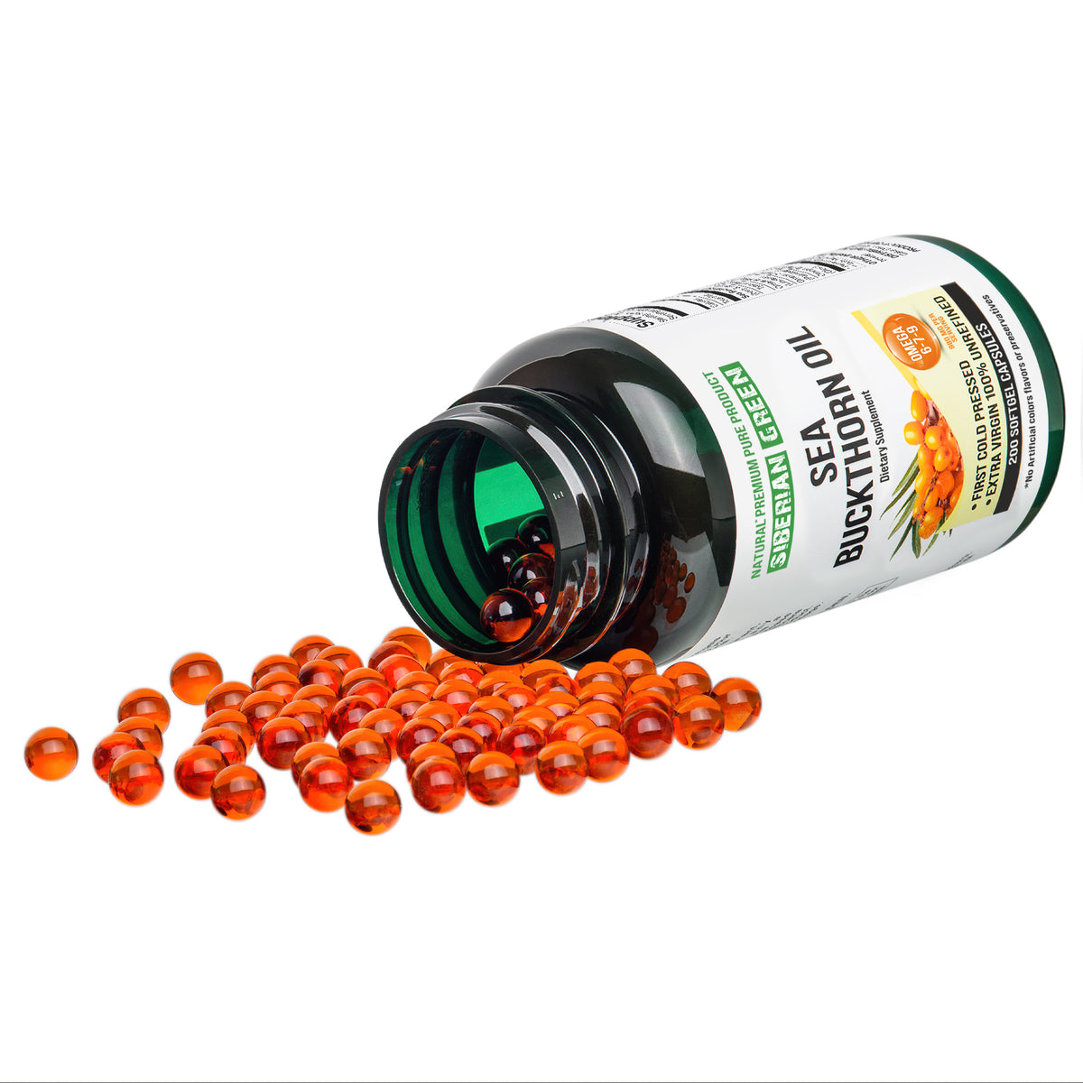 Sibirisches Sanddornöl Kapseln - 200 kaltgepresste Softgels