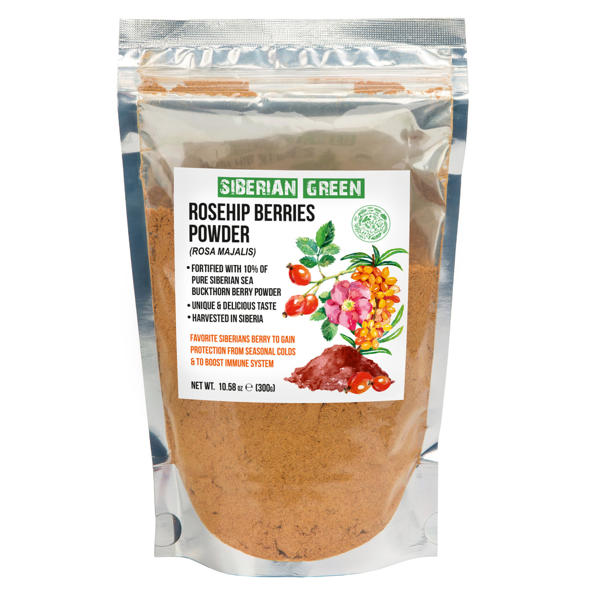 Sibirisches Grünes Wildes Hagebutten- und Sanddorn-Pulver - 300g (10.58 oz)