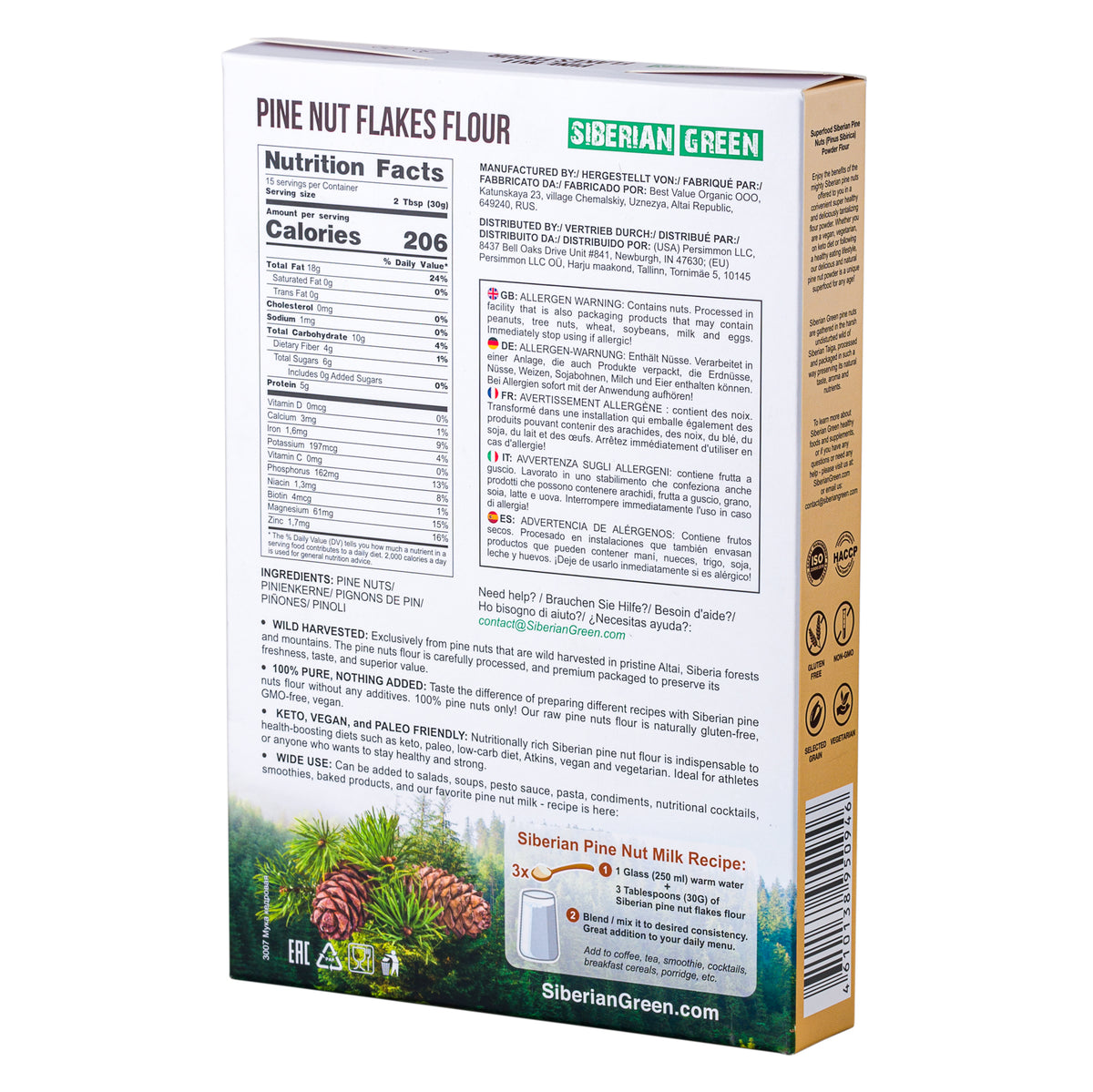 Sibirisches Pinienkernpulver - 454g | Bio-Pinienkernmehl aus Altai