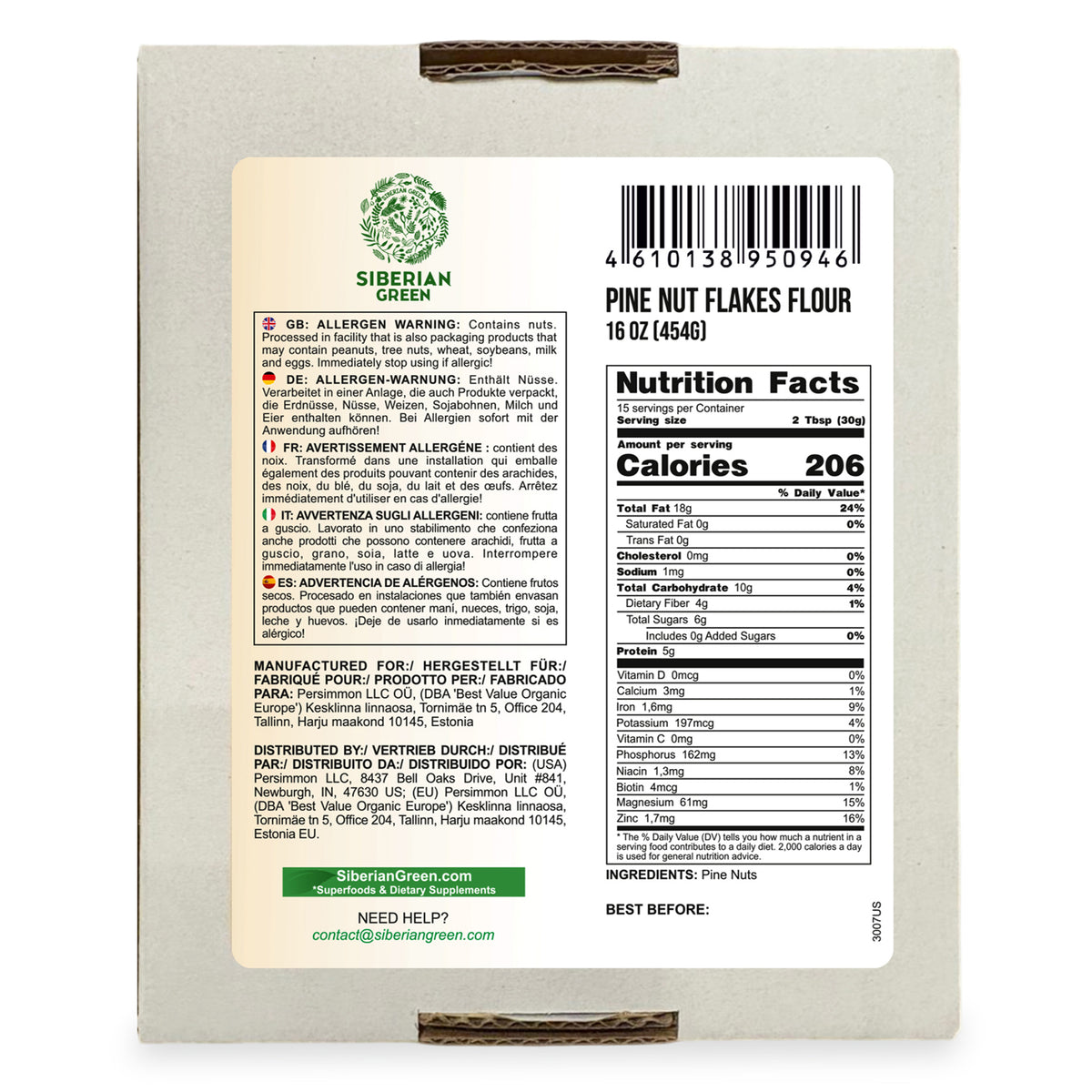 Sibirisches Pinienkernpulver - 454g | Bio-Pinienkernmehl aus Altai