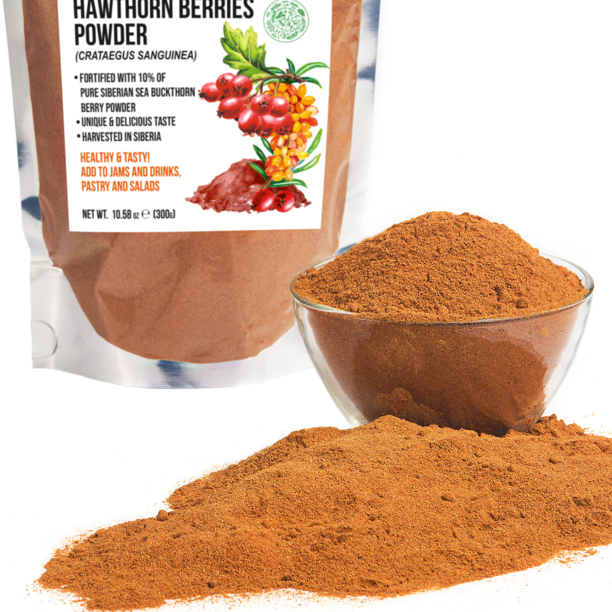 Weißdornpulver angereichert mit Sanddornbeeren Pulver - 300g