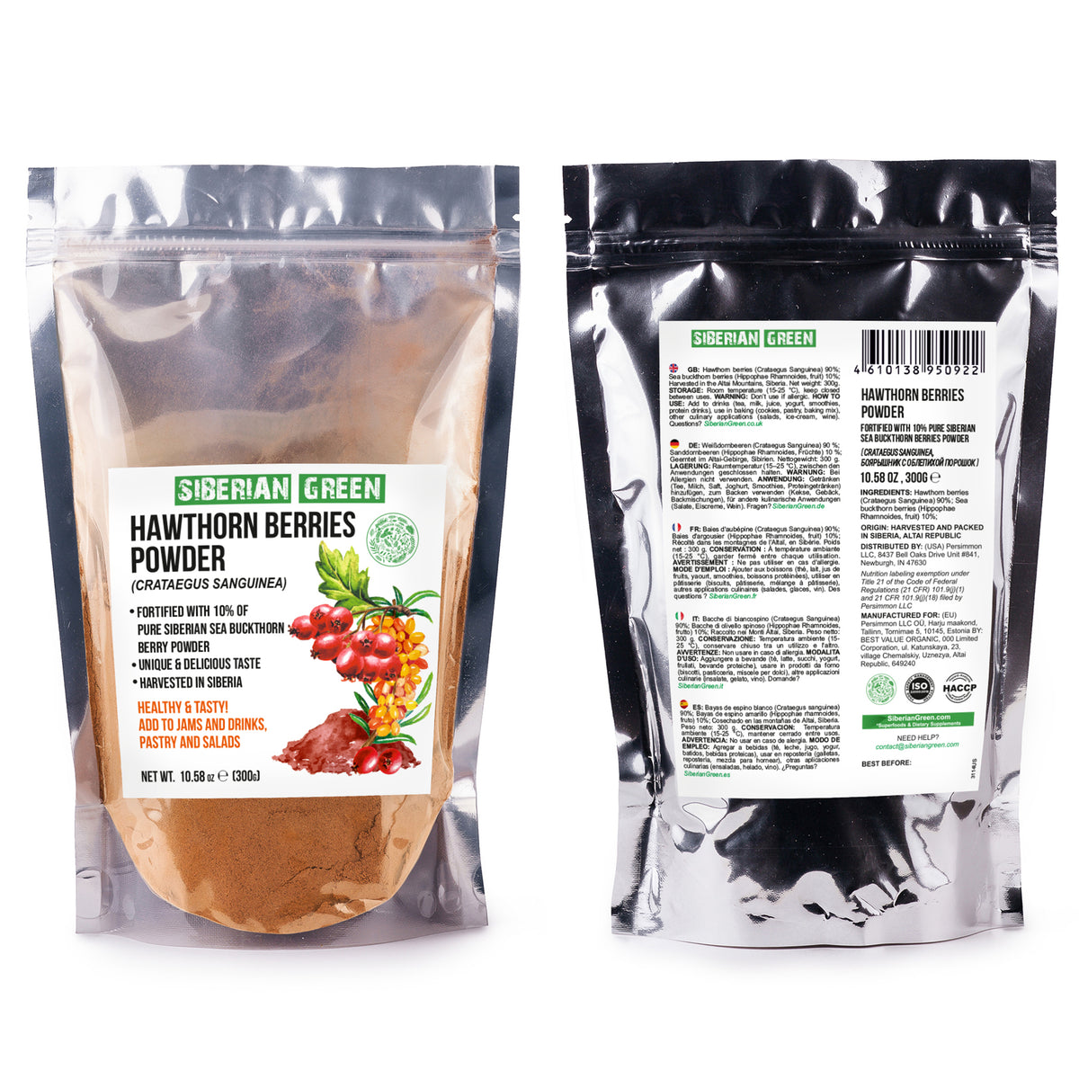 Weißdornpulver angereichert mit Sanddornbeeren Pulver - 300g