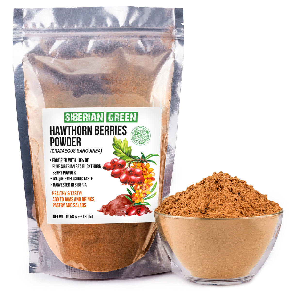 Weißdornpulver angereichert mit Sanddornbeeren Pulver - 300g