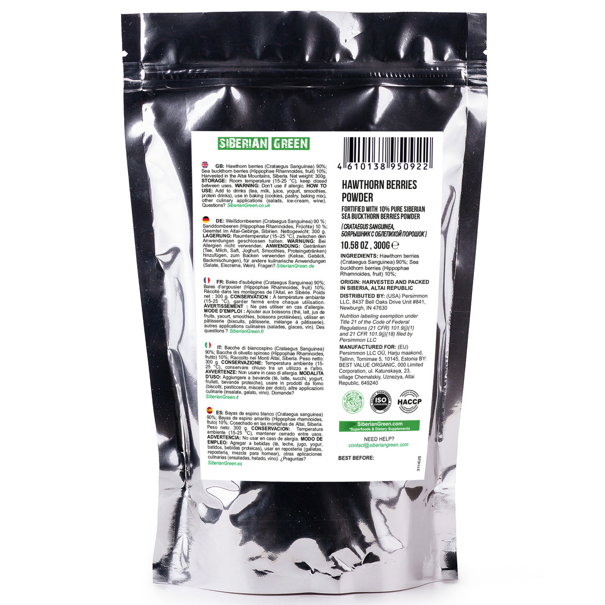 Weißdornpulver angereichert mit Sanddornbeeren Pulver - 300g