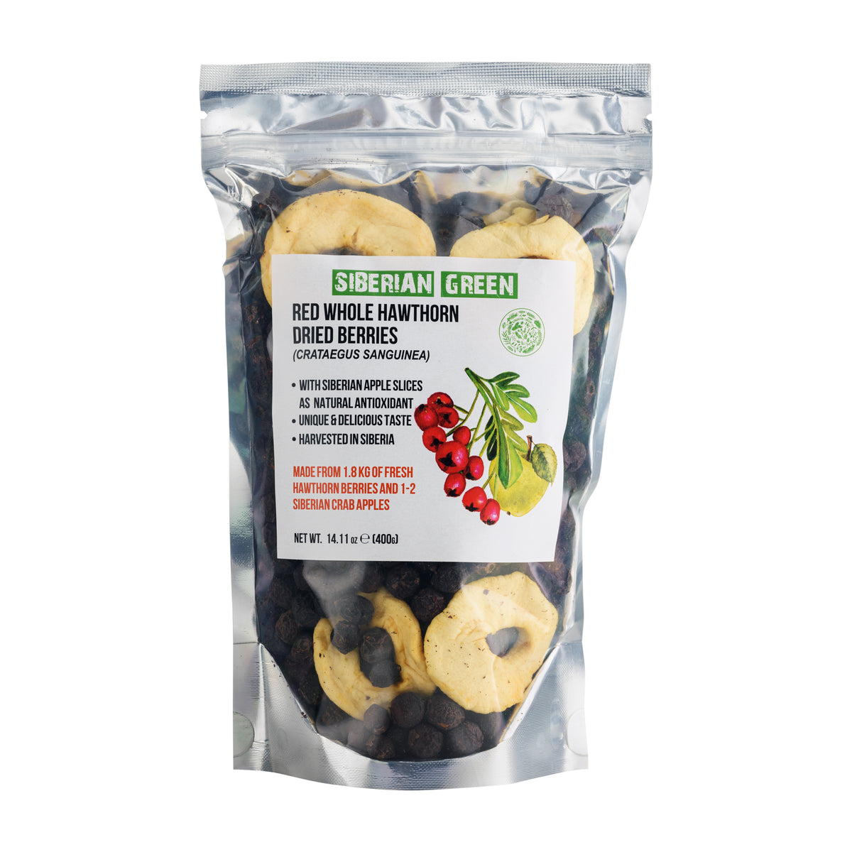 Wildrote Weißdornbeeren mit sibirischem Apfel - 400g (Crataegus Sanguinea)