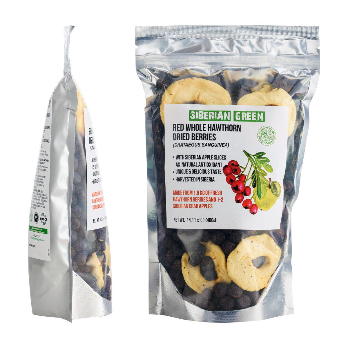 Wildrote Weißdornbeeren mit sibirischem Apfel - 400g (Crataegus Sanguinea)