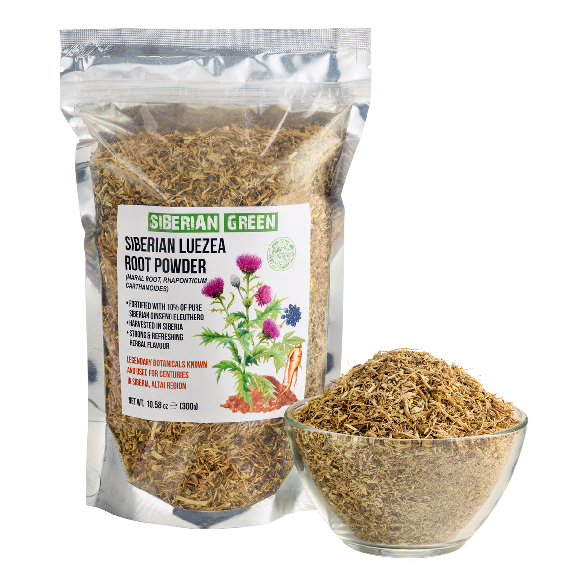 Leuzea-Wurzel & Sibirischer Ginseng Kräuterteepulver 