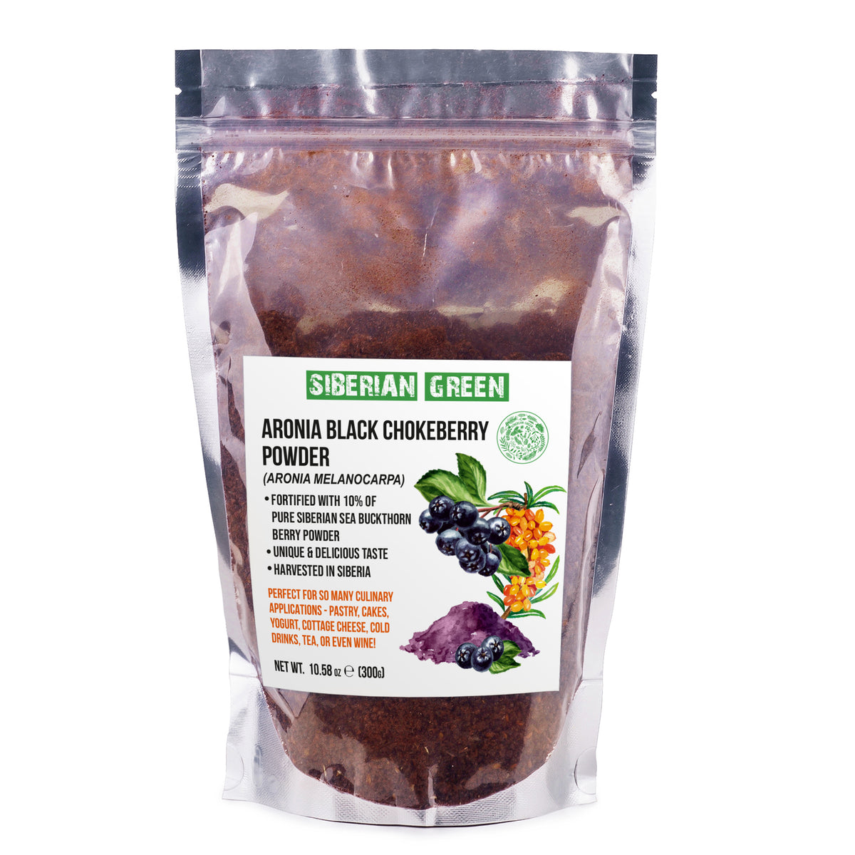 Premium Aroniapulver aus Wildsammlung, angereichert mit Sanddorn - 300g