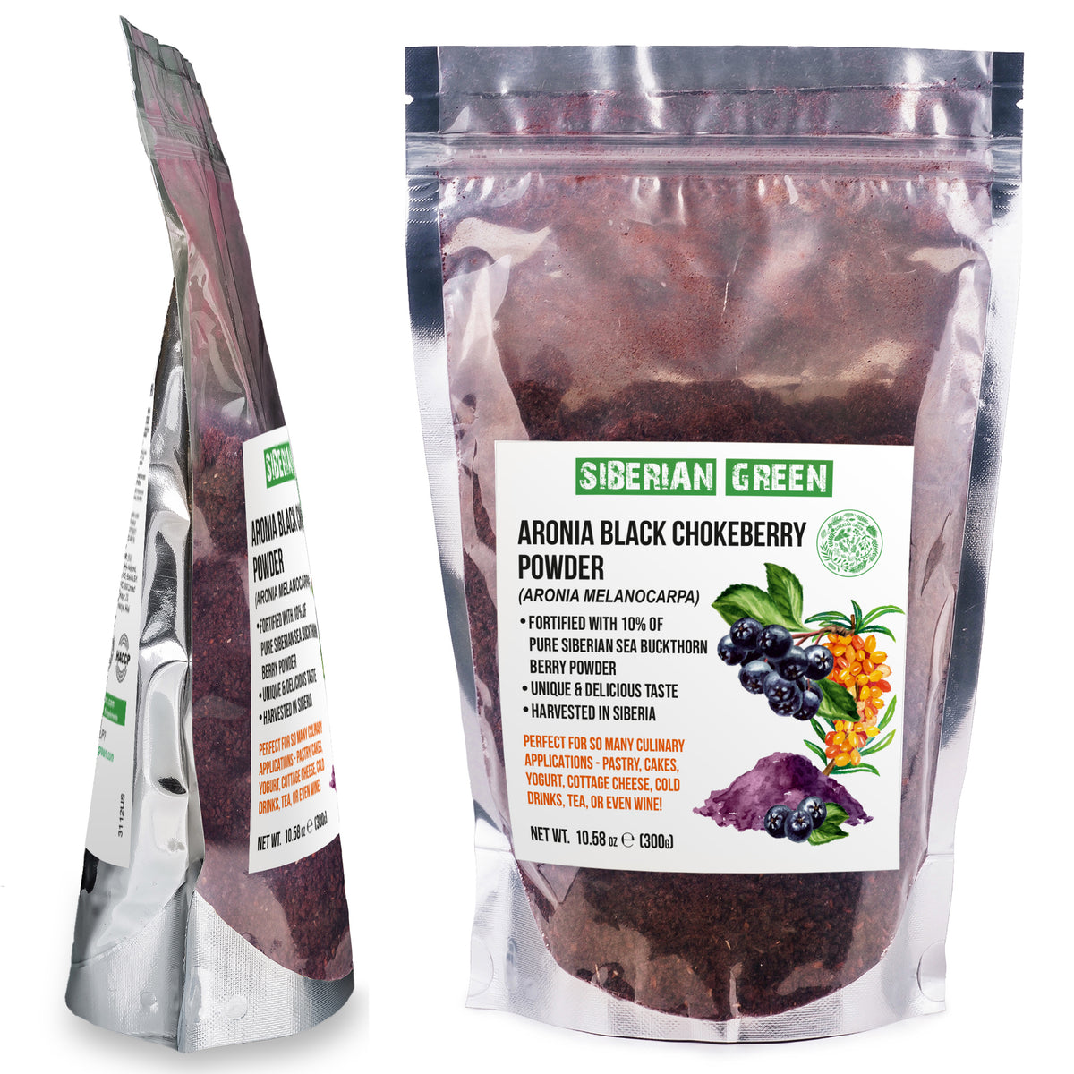 Premium Aroniapulver aus Wildsammlung, angereichert mit Sanddorn - 300g