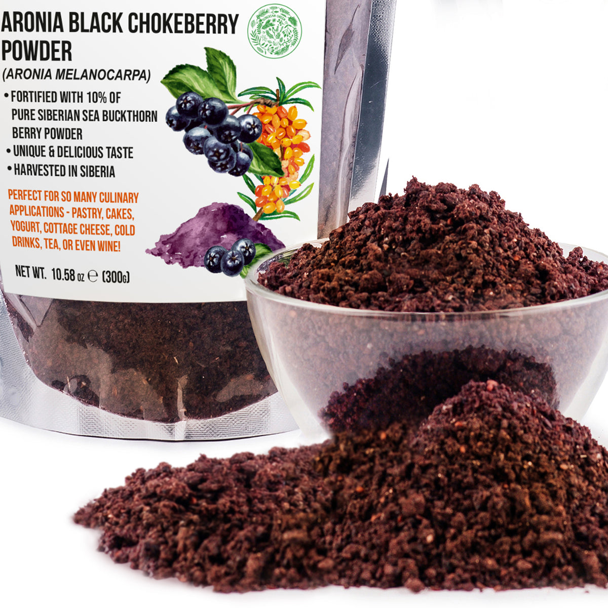 Premium Aroniapulver aus Wildsammlung, angereichert mit Sanddorn - 300g