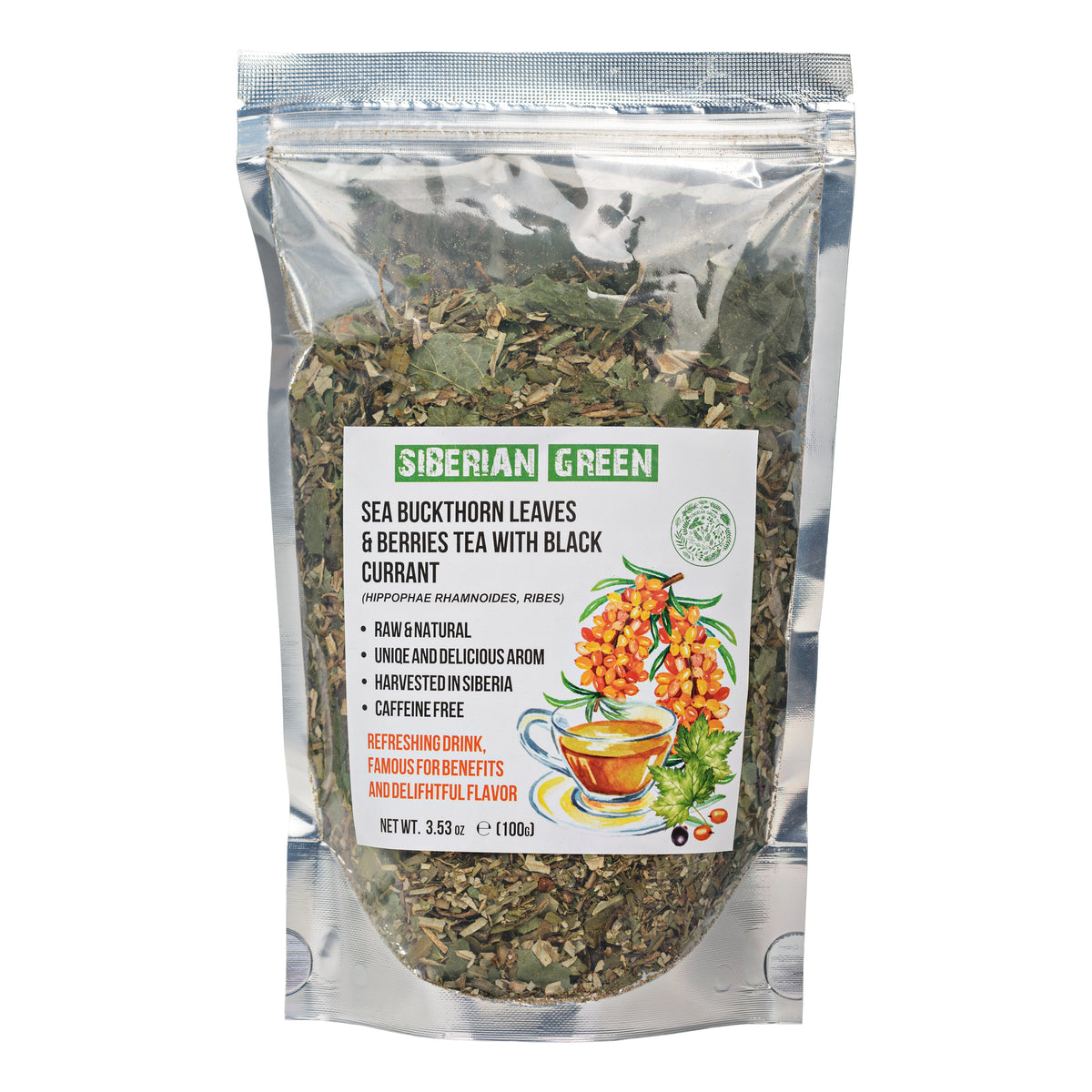 Sibirischer Grüner Sanddorn & Schwarzer Johannisbeerblättertee - 100g sonnengetrocknete Kräutermischung