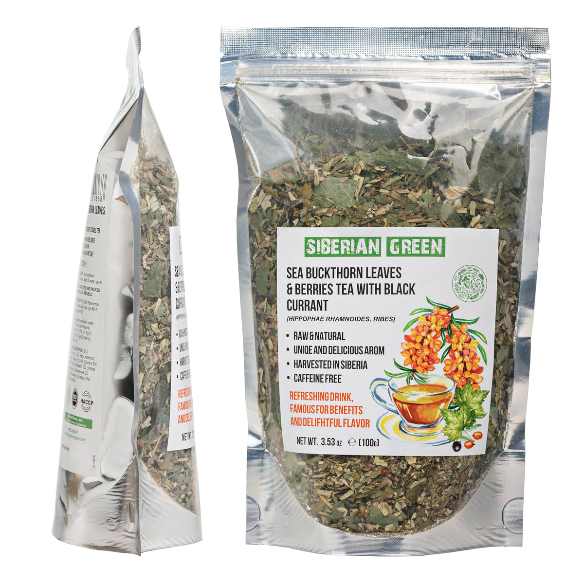 Sibirischer Grüner Sanddorn & Schwarzer Johannisbeerblättertee - 100g sonnengetrocknete Kräutermischung