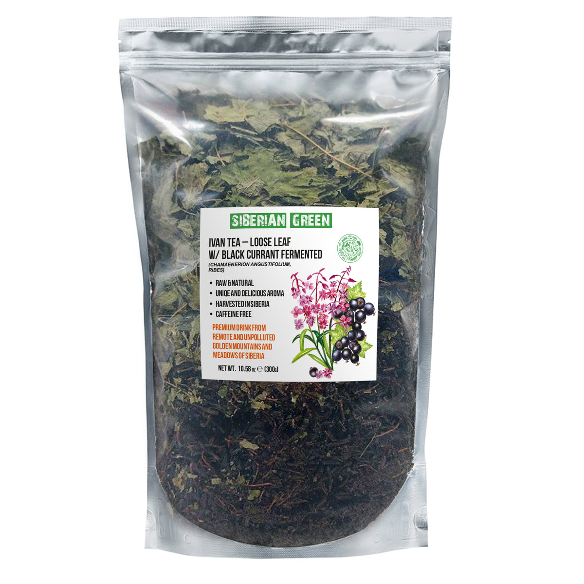 Sibirischer Grüner Iwan-Tee - 300g (10.58 oz) | Premium fermentierter loser Iwan-Chai mit schwarzen Johannisbeerblättern