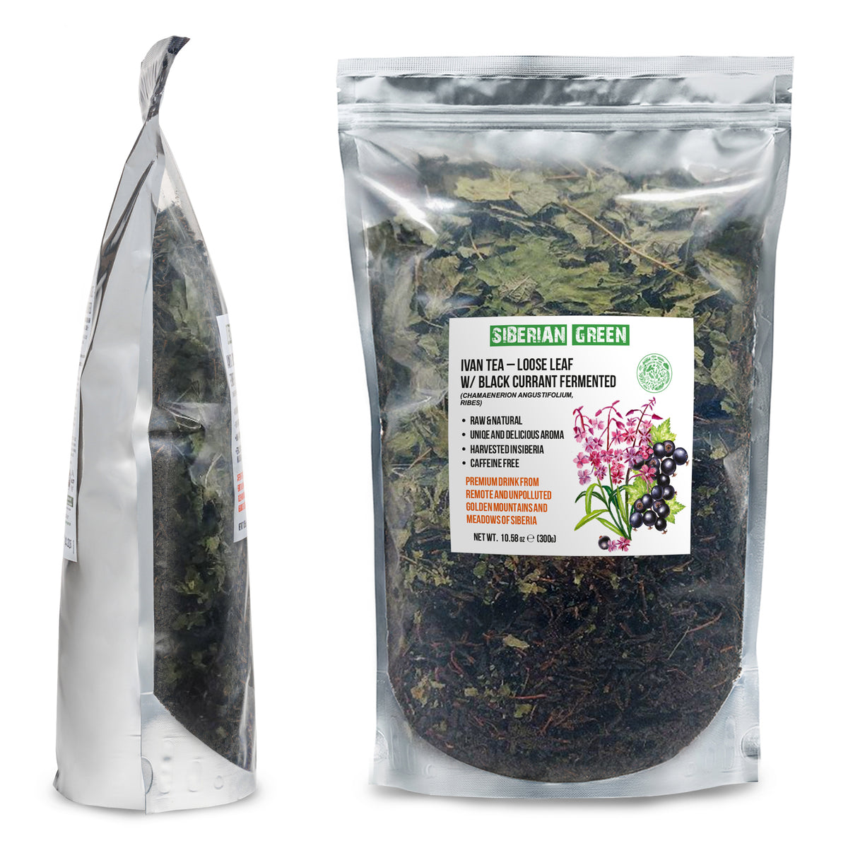 Sibirischer Grüner Iwan-Tee - 300g (10.58 oz) | Premium fermentierter loser Iwan-Chai mit schwarzen Johannisbeerblättern