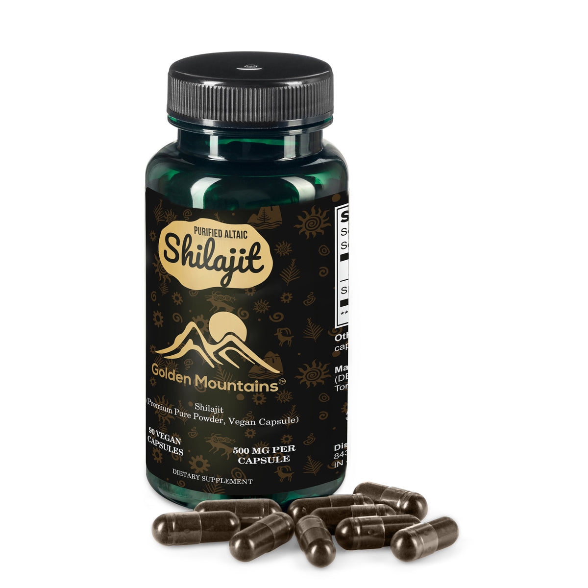 Golden Mountains Shilajit Vegane Kapseln - 500mg | 90 Stück