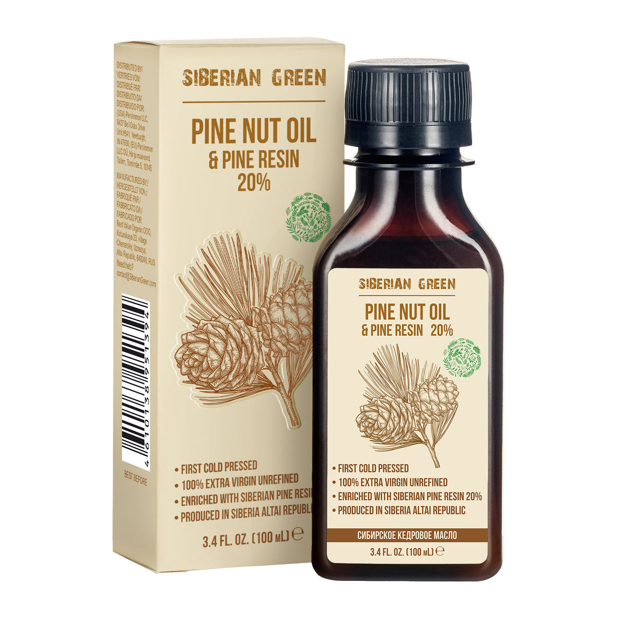 Sibirisches Kiefernussöl mit Zedernharz - 100ml | 100% natürlich & kaltgepresst