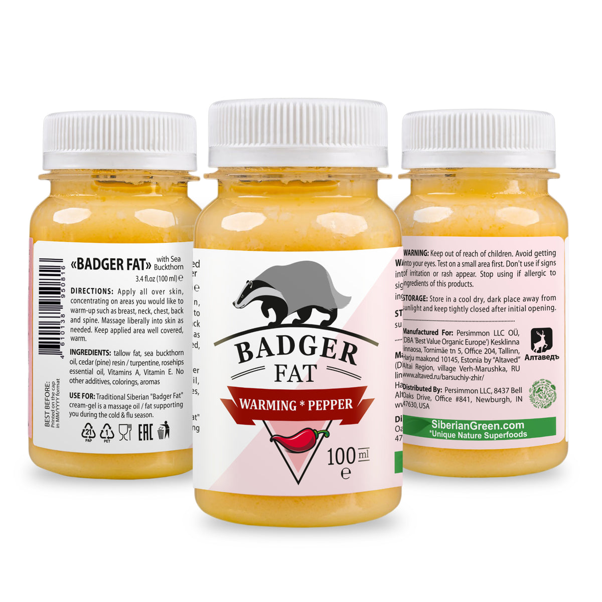 Sibirisches grünes wärmendes Dachsfett Creme-Gel - 100ml