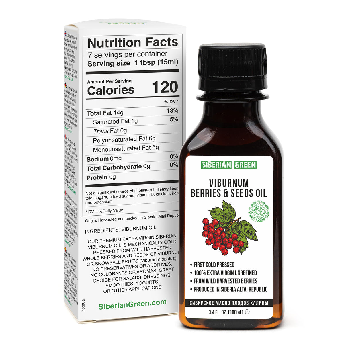 Sibirisches Viburnum Schneeballöl Extra Nativ Kaltgepresst 100 ml