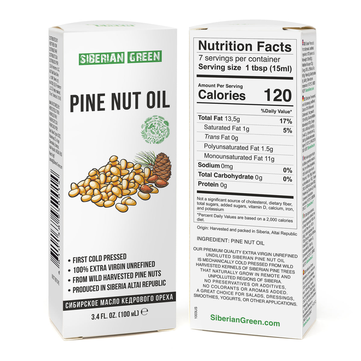 Sibirisches Pinienkernöl - Сold Pressed Premium Qualität