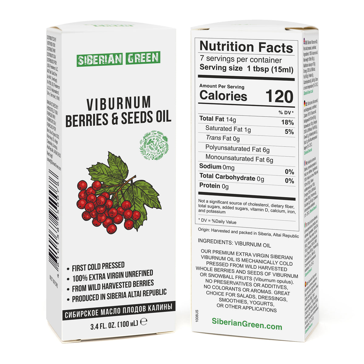 Sibirisches Viburnum Schneeballöl Extra Nativ Kaltgepresst 100 ml
