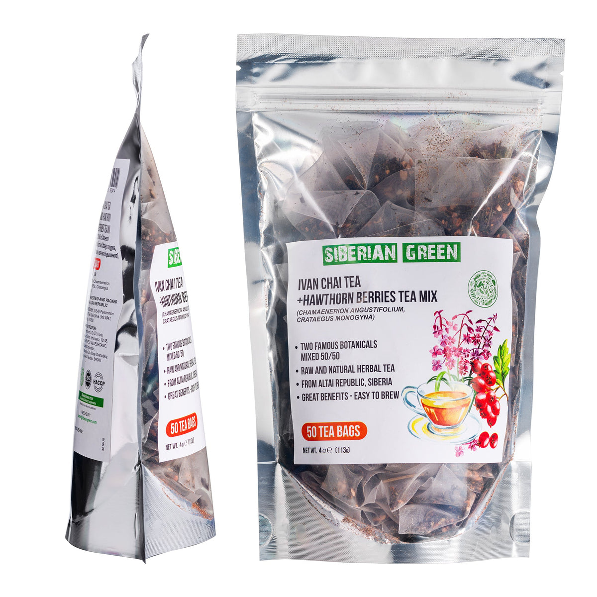 Sibirischer Grüner Ivan Chai-Tee mit Weißdornbeeren