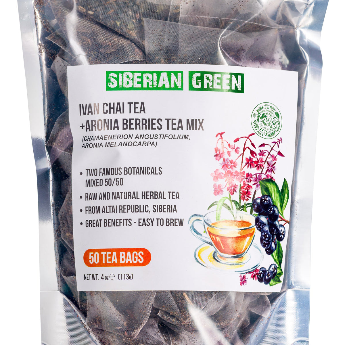 Sibirischer Grüner Ivan Chai & Aronia-Beerentee 
