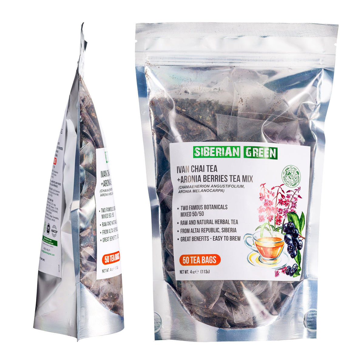 Sibirischer Grüner Ivan Chai & Aronia-Beerentee 