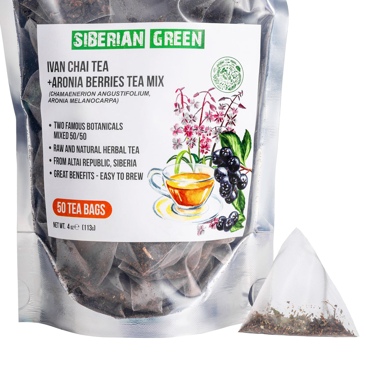 Sibirischer Grüner Ivan Chai & Aronia-Beerentee 