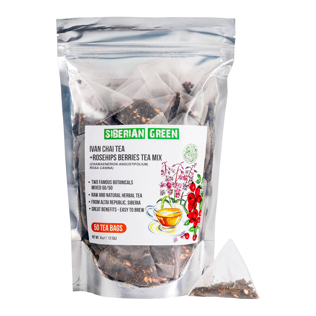 Teebeutel Sibirischer Grüner Ivan Chai mit Hagebutte
