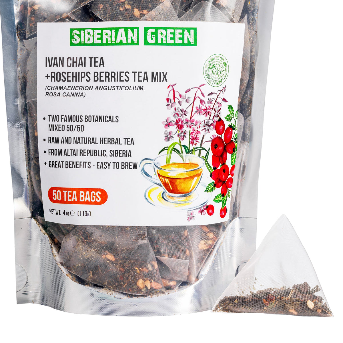 Sibirischer Grüner Ivan Chai Hagebuttentee Verpackung
